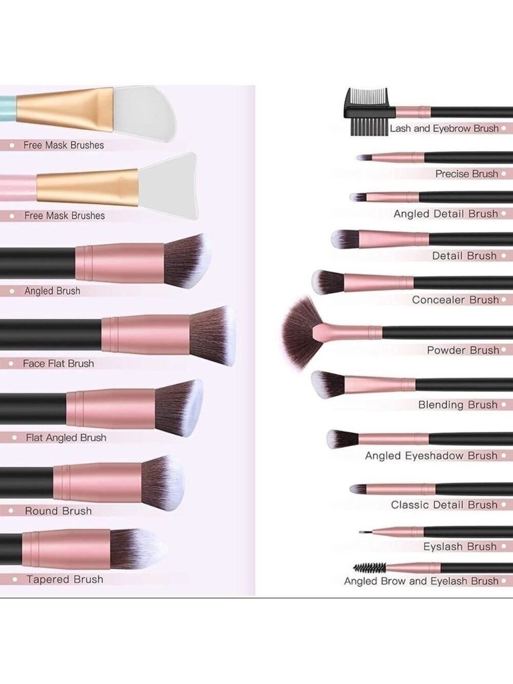 NEW-18PC Makeup Brush Set, 4Pc BlenderSponge,1PcBrushCleaner+2Pc FREE Mask Brush - Picture 6 of 7